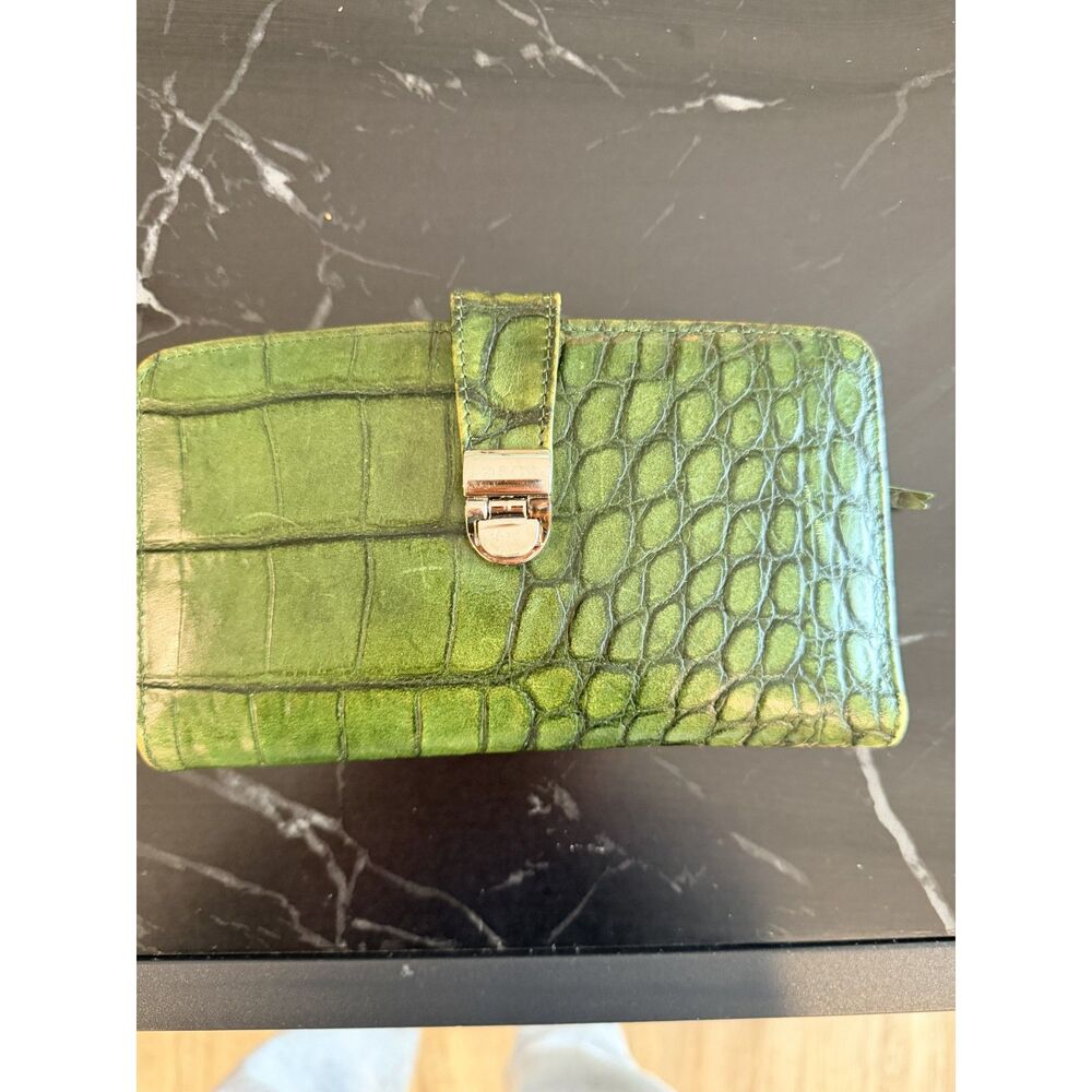 Vintage Bosca Women's Wallet, croc-embossed leather